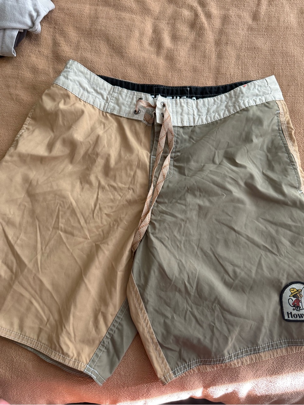Howler Brothers Two-Tone Tan and Olive Men’s Swim Board Shorts